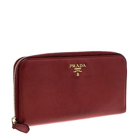 prada saffiano wallet red|prada zipper wallet.